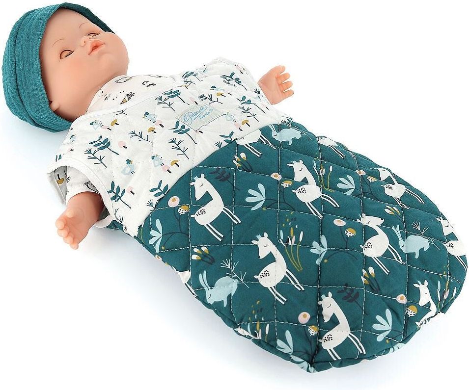Petitcollin Spací vak zeleno-bílý (pro panenku 36 – 40 cm) - obrázek 1