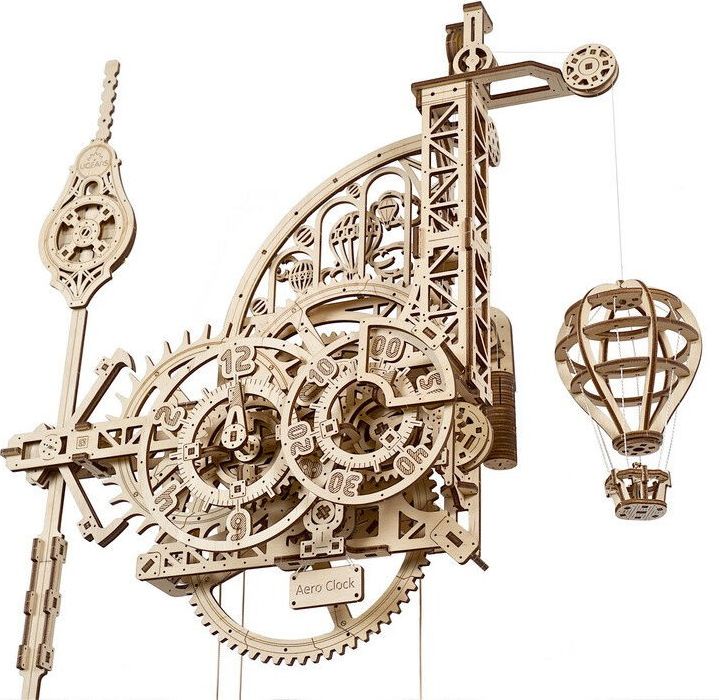 Ugears 3D dřevěné mechanické puzzle Nástěnné hodiny Aero - obrázek 1