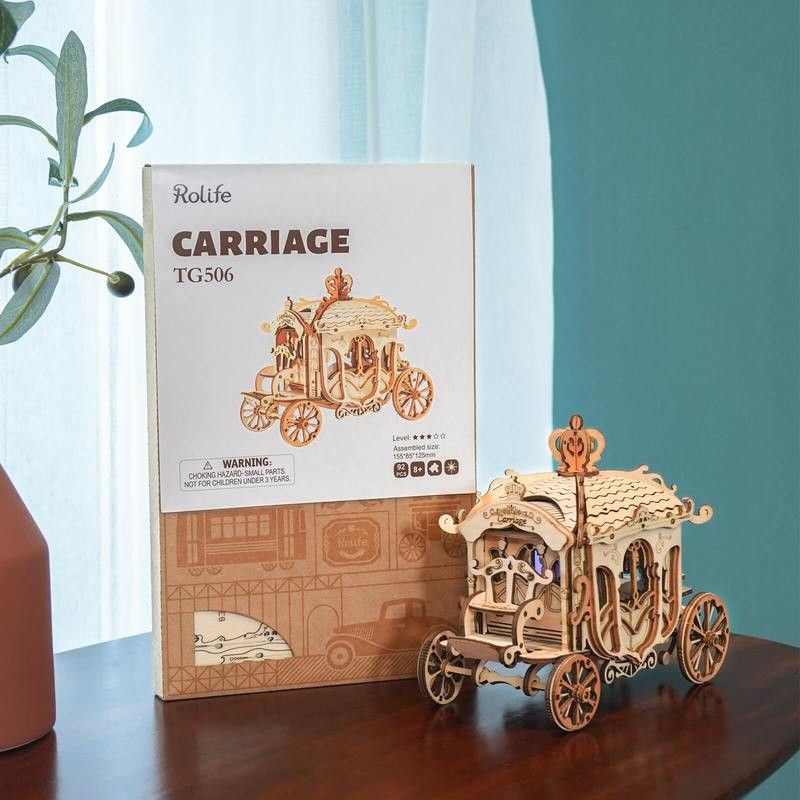 RoboTime dřevěné 3D puzzle Historický kočár - obrázek 2