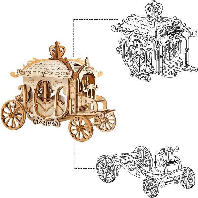 RoboTime dřevěné 3D puzzle Historický kočár - obrázek 4