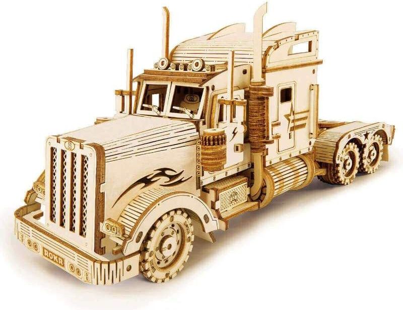 RoboTime dřevěné 3D puzzle Americký tahač - obrázek 1