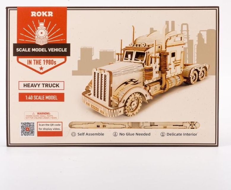RoboTime dřevěné 3D puzzle Americký tahač - obrázek 2