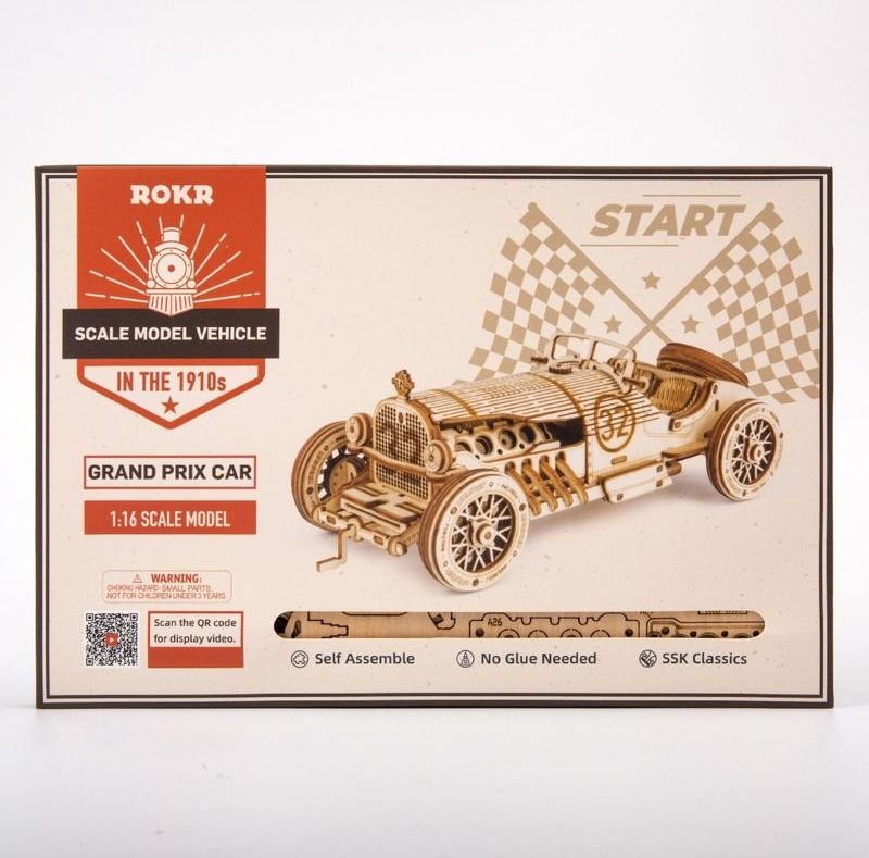 RoboTime dřevěné 3D puzzle Závodní auto - obrázek 2