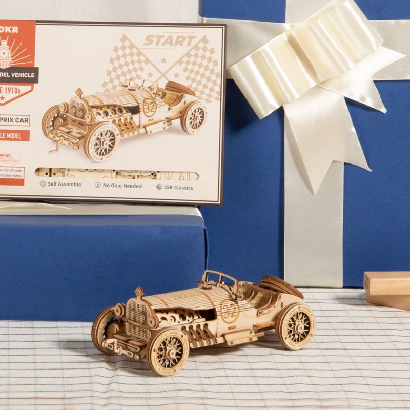 RoboTime dřevěné 3D puzzle Závodní auto - obrázek 6