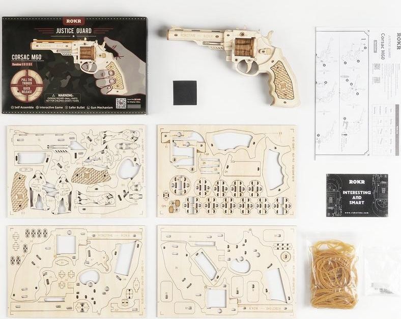 RoboTime 3D dřevěné mechanické puzzle Revolver Corsac - obrázek 3
