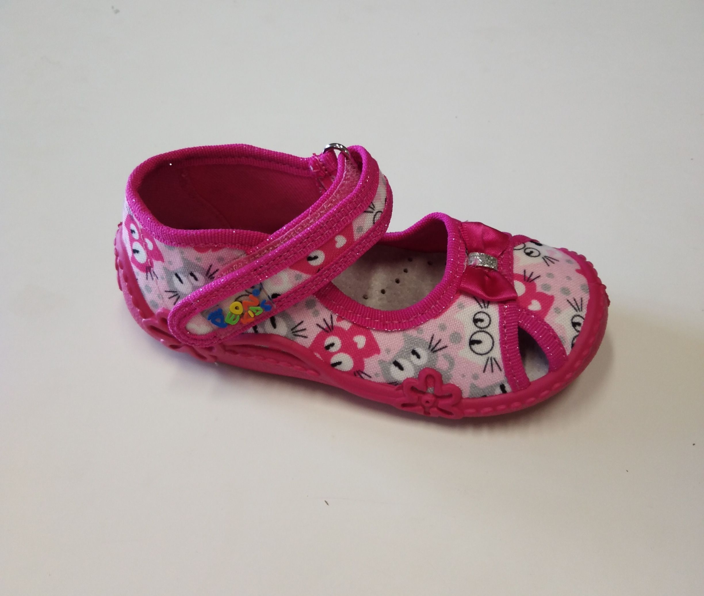 Peon DÍVČÍ PŘEZŮVKOVÁ PAPUČKA MI/024 růžové kočičky Velikost obuvi: 25 - obrázek 1