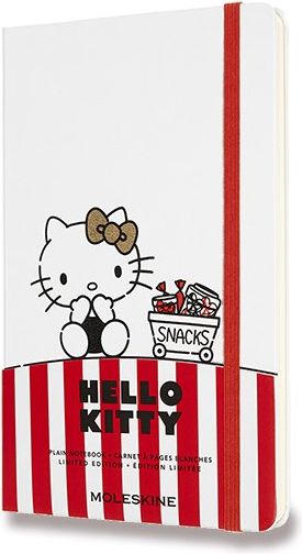 Moleskine Zápisník Hello Kitty - tvrdé desky L, čistý, bílý A5 - obrázek 1