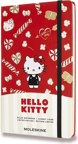 Moleskine Zápisník Hello Kitty - tvrdé desky L, linkovaný, červený A5 - obrázek 1