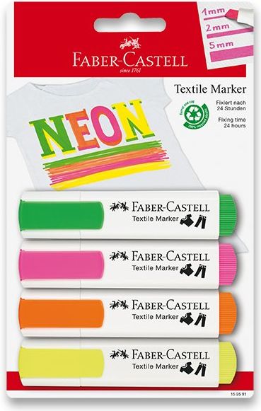 Faber-Castell Popisovače na textil 4 neonové barvy 5959 - obrázek 1