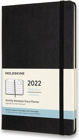 Moleskine Diář 2022 - tvrdé desky L, měsíční, černý A5  linkovaný - obrázek 1