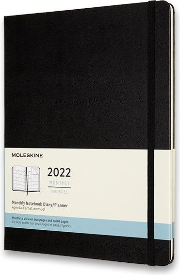 Moleskine Diář 2022 - tvrdé desky XL, měsíční, černý B5  linkovaný - obrázek 1