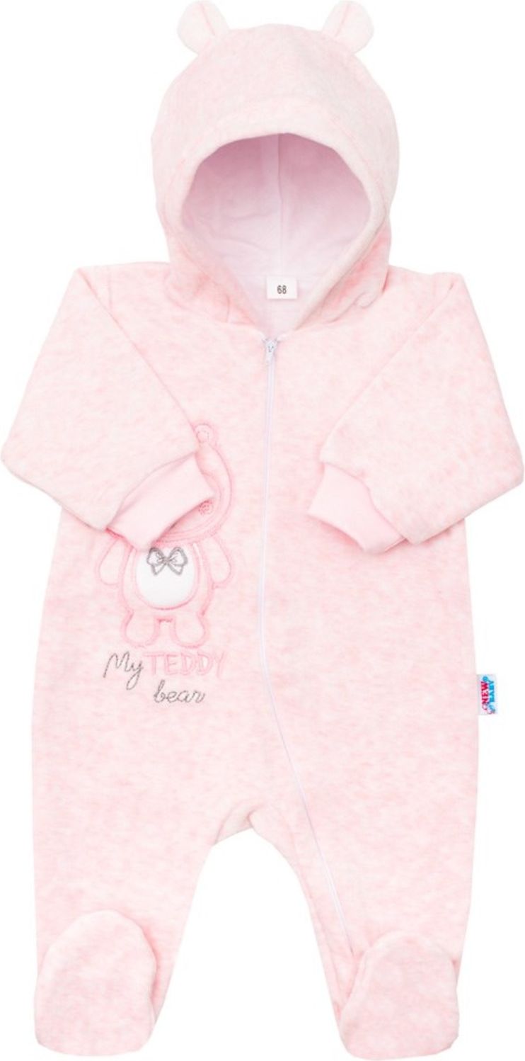 Kojenecký semiškový overal s kapucí New Baby Sweetheart růžový - obrázek 1