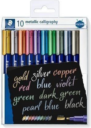 Kaligrafické popisovače "Design Journey Metallic Calligraphy", 10 barev, 2,8 mm, STAEDTLER - obrázek 1