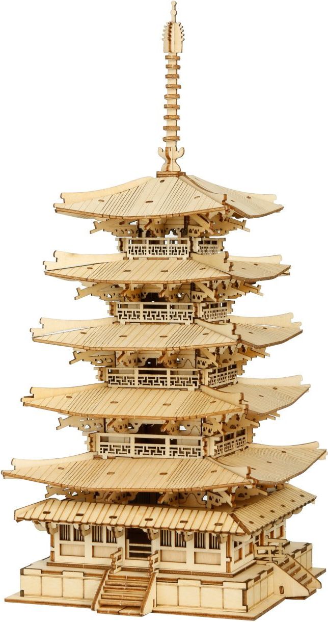 RoboTime dřevěné 3D puzzle Pětipatrová pagoda - obrázek 1