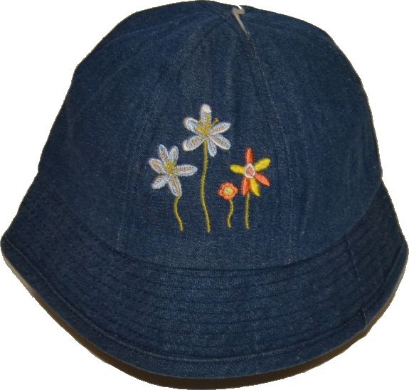 Dětský riflový klobouček, Jeanc, modrý kytička Výprodej - obrázek 1