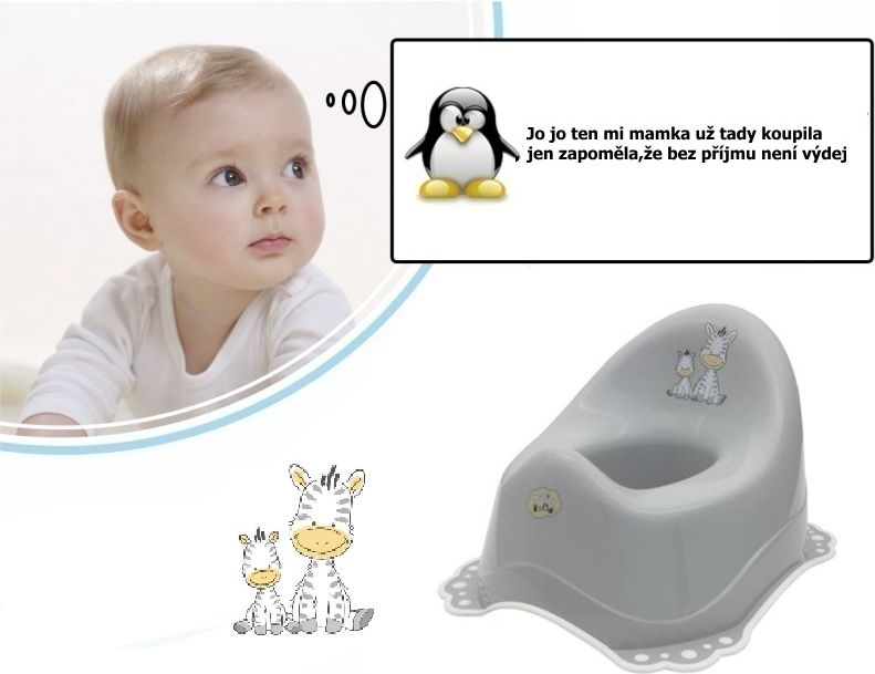 Nočník Maltex Baby zebra šedý protiskluzový hrající - obrázek 1