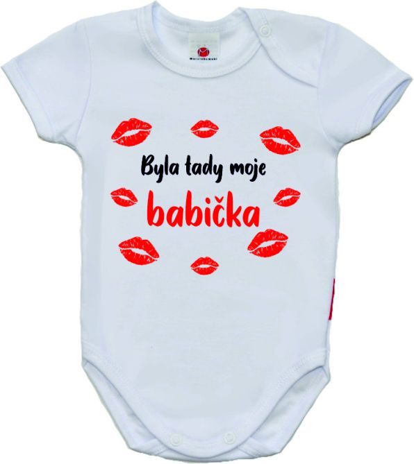 Dětské body s vtipným potiskem, Gama, krátký rukáv, Byla tady moje babička velikost 50 - obrázek 1