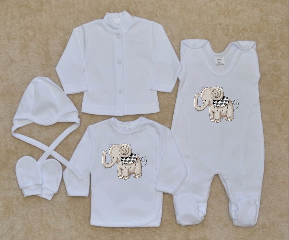 Sada oblečení pro novorozence Gama 5-dílná slon velikost 50 - obrázek 1