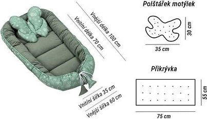 Velvet set s hnízdečkem Infantilo khaki/green forest - obrázek 3