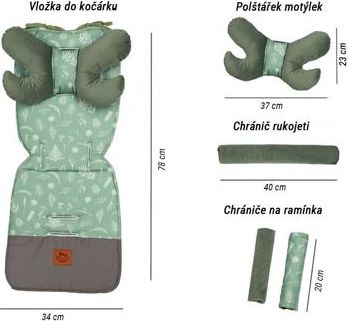 Velvet vložka do kočárku Infantilo khaki/green forest - obrázek 3