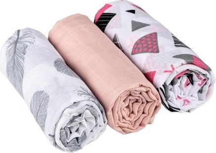 Mušelínové plenky Infantilo 3 ks Pink triangles - obrázek 1