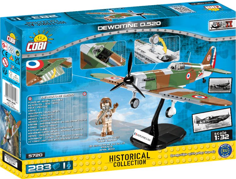 COBI 5720 World War II Francouzský stíhací letoun Dewoitine D.520 - obrázek 10