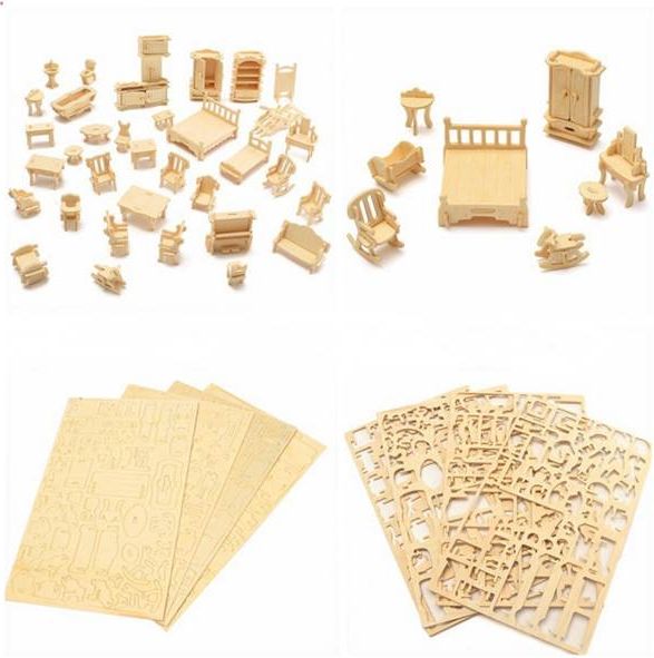 Kruzzel Kruzzel 9423 3D puzzle nábytek pro panenky 34 ks - obrázek 4