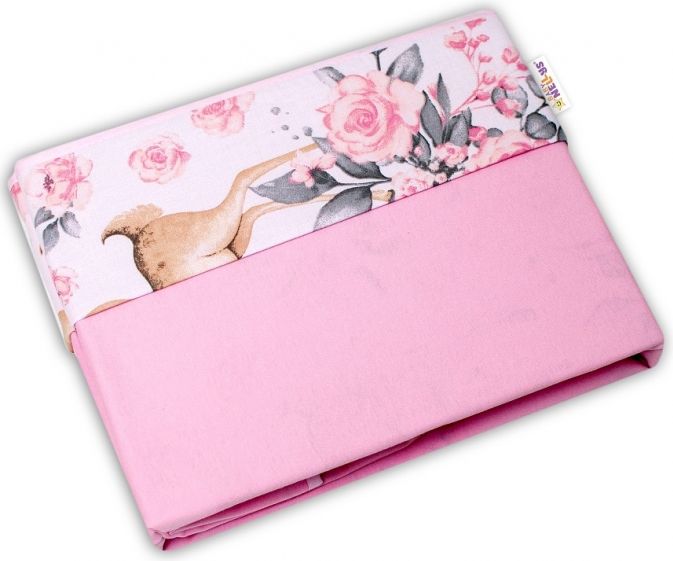 Baby Nellys Baby Nellys Oboustranná letní deka Bavlna jersey 100x75cm, Srnka a růže - růžová - obrázek 1