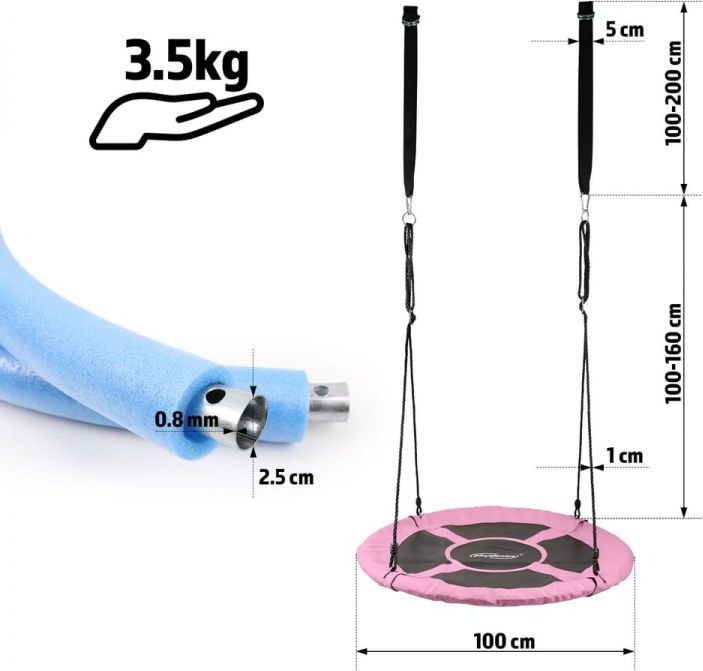 Physionics Houpačka ve tvaru kruhu, růžová, 100 cm - obrázek 4
