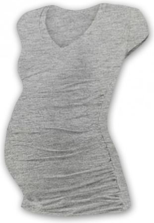 Těh. tričko MINI rukáv s výstřihem do V - šedý melír, Velikosti těh. moda S/M - obrázek 1