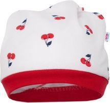 Kojenecká čepička/šátek bavlna - CHERRY bílo-červený - vel.80 - obrázek 2