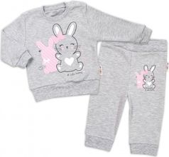 Souprava tepláková 2-dílná bavlna - CUTE BUNNY šedá - vel.98 - obrázek 1