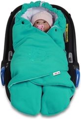 Zavinovačka do autosedačky fleece/bio bavlna - MEDVÍDEK tyrkysovo-mořská - obrázek 1