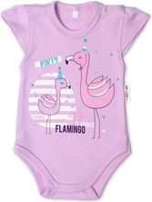 Body kojenecké krátký rukáv - FLAMINGO fialové - vel.56 - obrázek 1