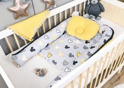 Oboustranné hnízdečko pro miminko s výbavou - MICKEY se žlutou - BabyNellys - obrázek 3