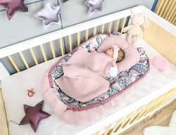 Oboustranné hnízdečko pro miminko s výbavou - KVĚTY se starorůžovou - BabyNellys - obrázek 3