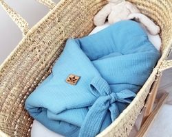 Luxusní mušelínová zavinovačka - ZAVAZOVACÍ MAŠLE modrá - BabyNellys - obrázek 2