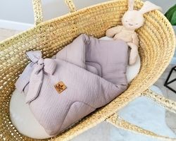 Luxusní mušelínová zavinovačka - ZAVAZOVACÍ MAŠLE šedá - BabyNellys - obrázek 2