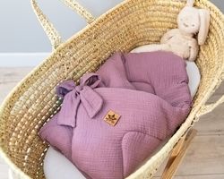 Luxusní mušelínová zavinovačka - ZAVAZOVACÍ MAŠLE lila - BabyNellys - obrázek 2
