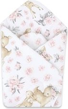 Zavinovačka bavlna - SRNKA A RŮŽE na bílém s růžovou - BabyNellys - obrázek 1