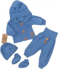 Souprava kojenecká 4-dílná pletená - OZDOBNÉ KNOFLÍKY jeans - vel.74 - obrázek 2