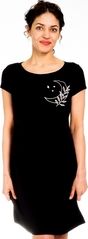 Těhotenská/Kojící noční košile krátký rukáv - MOON černá - BeMaaMaa  velikost L/XL - obrázek 3