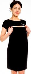 Těhotenská/Kojící noční košile krátký rukáv - MOON černá - BeMaaMaa  velikost L/XL - obrázek 4