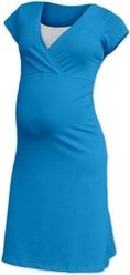 Těhotenská/Kojící noční košile krátký rukáv - EVA tmavě tyrkysová - Jožánek  velikost L/XL - obrázek 1