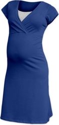 Těhotenská/Kojící noční košile krátký rukáv - EVA tmavě modrá - Jožánek   velikost S/M - obrázek 1