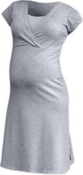 Těhotenská/Kojící noční košile krátký rukáv - EVA šedý melír - Jožánek    velikost S/M - obrázek 1