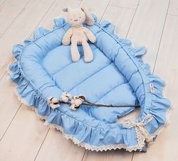 Hnízdečko pro miminko LUX - BOHO STYLE modré - BabyNellys - obrázek 1