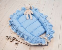 Hnízdečko pro miminko LUX - BOHO STYLE modré - BabyNellys - obrázek 2