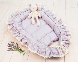 Hnízdečko pro miminko LUX - BOHO STYLE šedé - BabyNellys - obrázek 1
