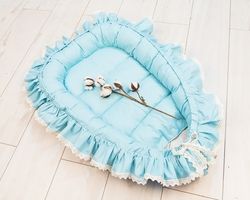 Hnízdečko pro miminko LUX - BOHO STYLE mátové - BabyNellys - obrázek 1